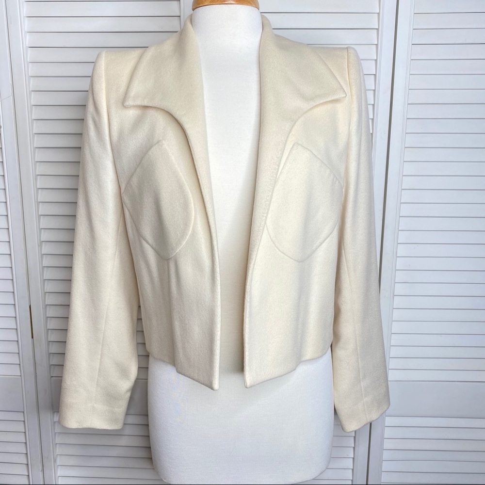 Yves Saint Laurent cream cashmere crop jacket